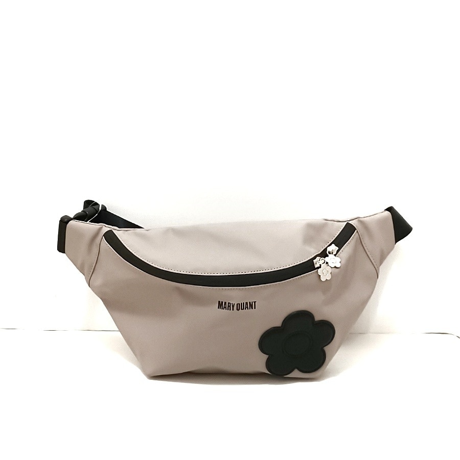 マリークワント/ウエストポーチ/ピンクベージュ×黒/PVC(塩化ビニール