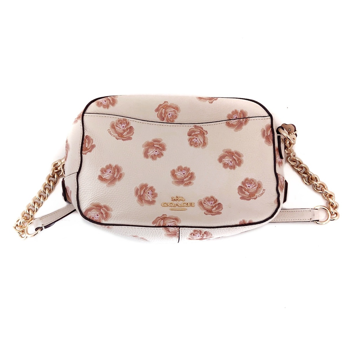 コーチ/ショルダーバッグ/カメラ バッグ ウィズ ローズ プリント/白