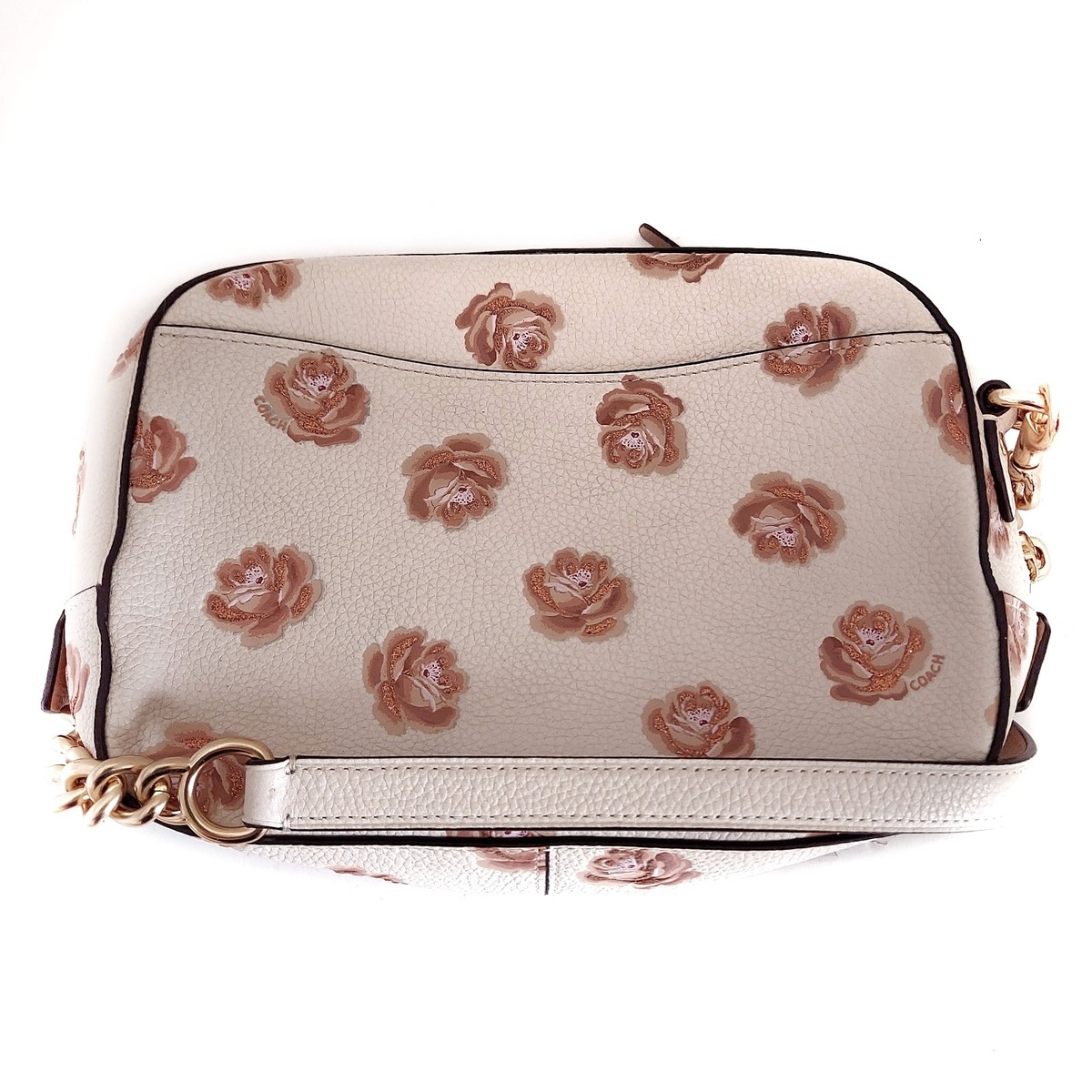 コーチ/ショルダーバッグ/カメラ バッグ ウィズ ローズ プリント/白
