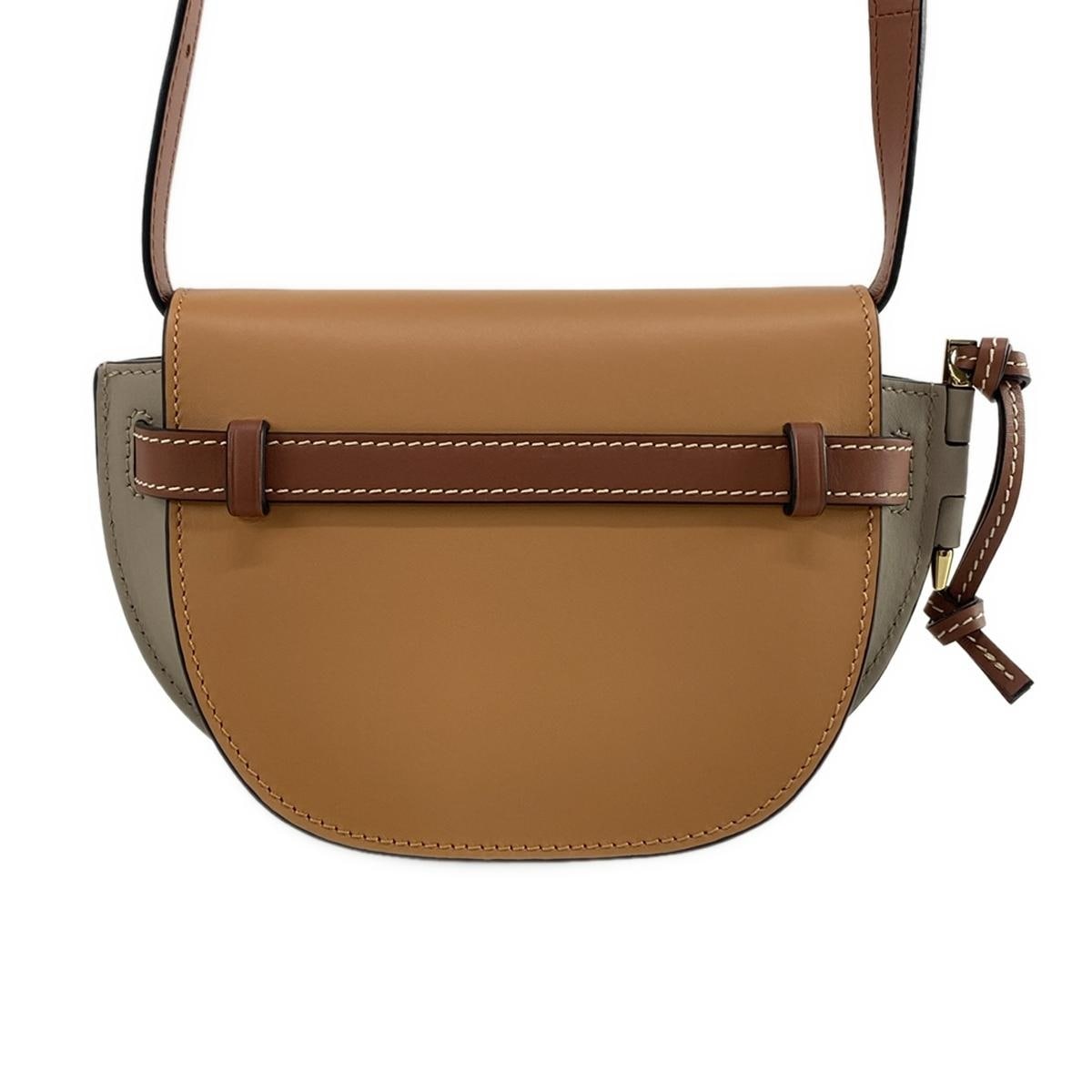 ロエベ/ショルダーバッグ/ゲートバッグミニ/ブラウン×グレージュ