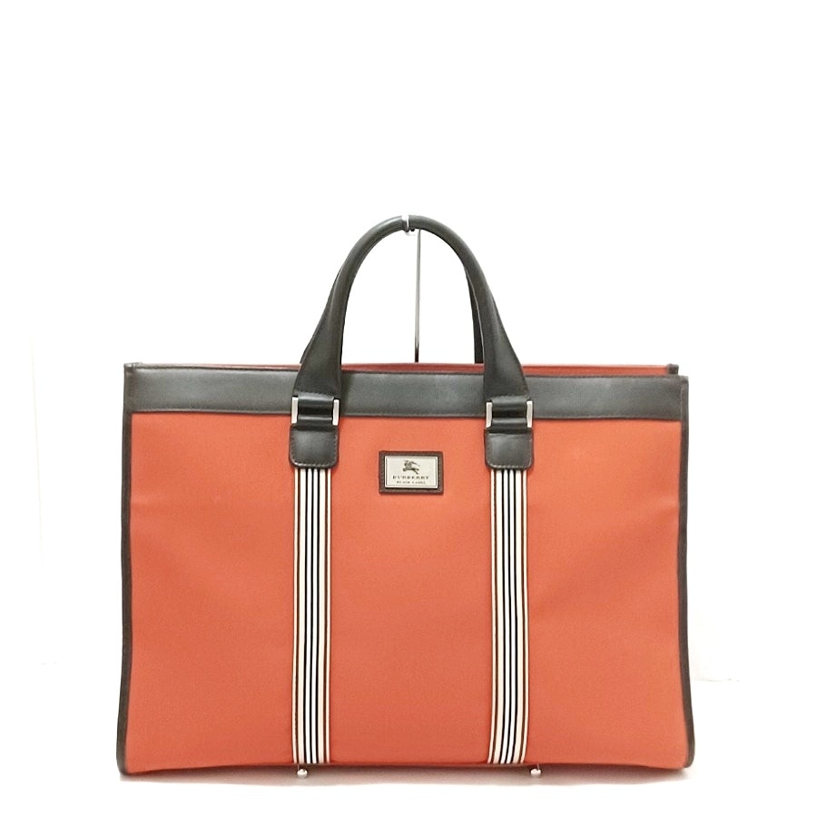 バーバリーブラックレーベル/ビジネスバッグ/オレンジ×ダークブラウン
