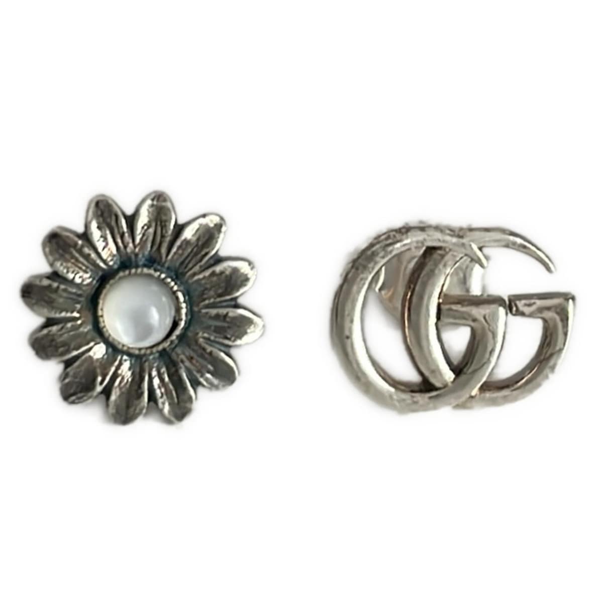 グッチ/ピアス/ダブルG フラワー スタッズ ピアス/シルバー