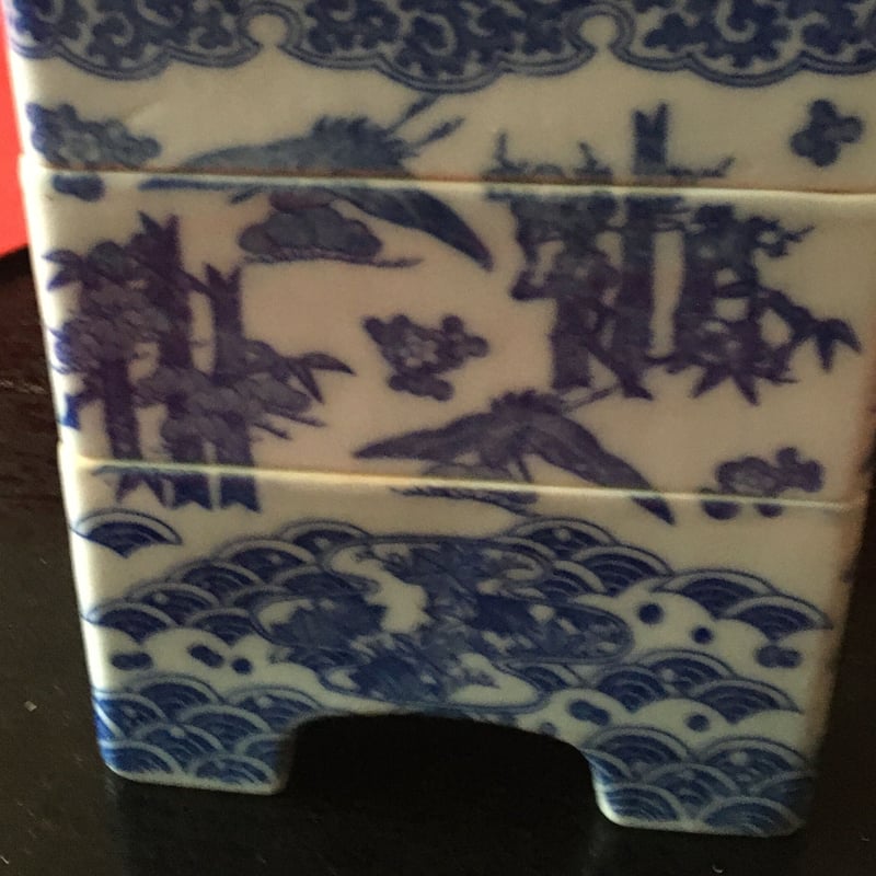 印判陶器三段重 波楓松竹梅菊唐草文様 蓋ニュウあり 大正期 | れいゆぅ