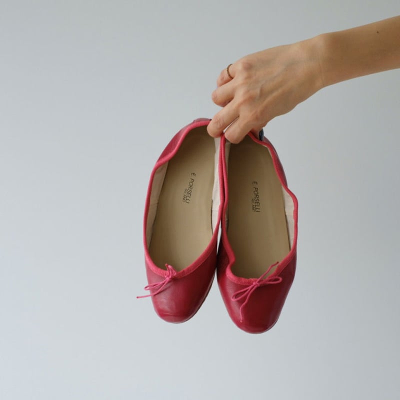Porselli ポルセリ バレエシューズ ローズピンク ハンドメイド 国内