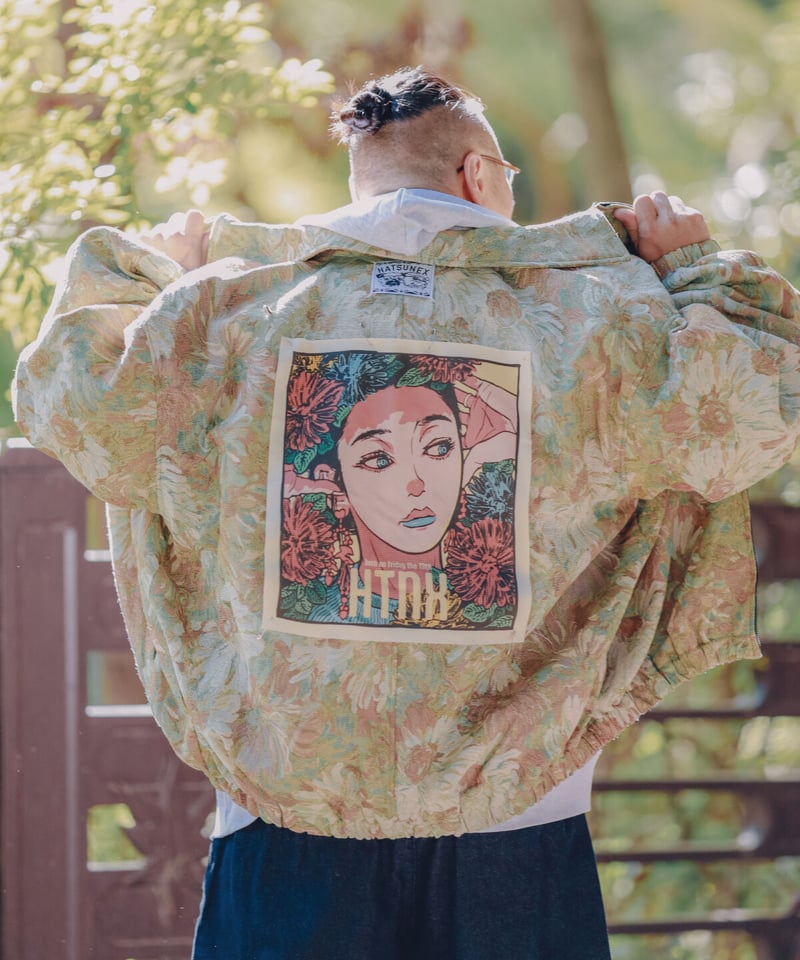 ヴィンテージ風ゴブラン織りビッグシルエットブルゾン（GREEN