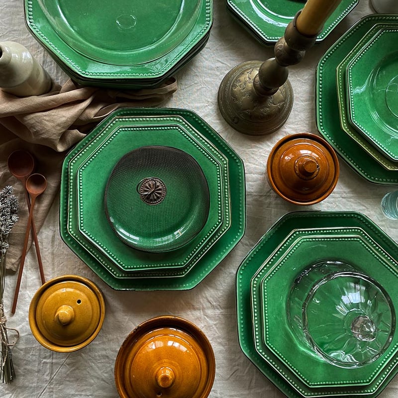 南仏ぽってり厚め緑のオクトゴナル（約25cmのページ） | tompa _ antiques