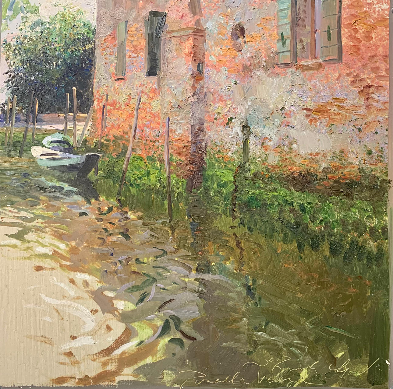JOAQUÍN TORRENTS LLADÓ. Boat in Torcello, Venice. Art - Paintings
