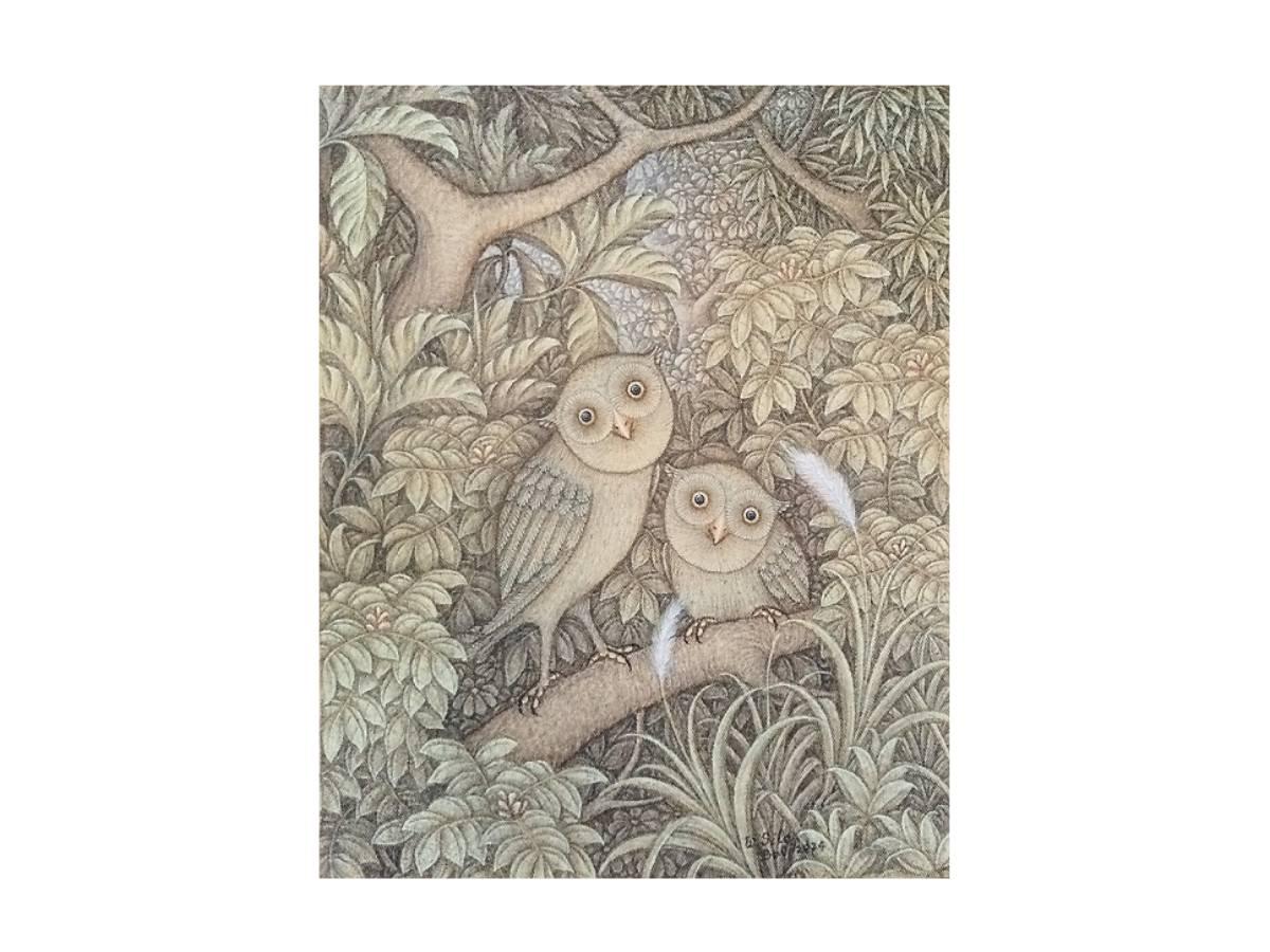 自由が丘でバリ人画家のワヤン・シーラさん個展 「フクロウ」モチーフ