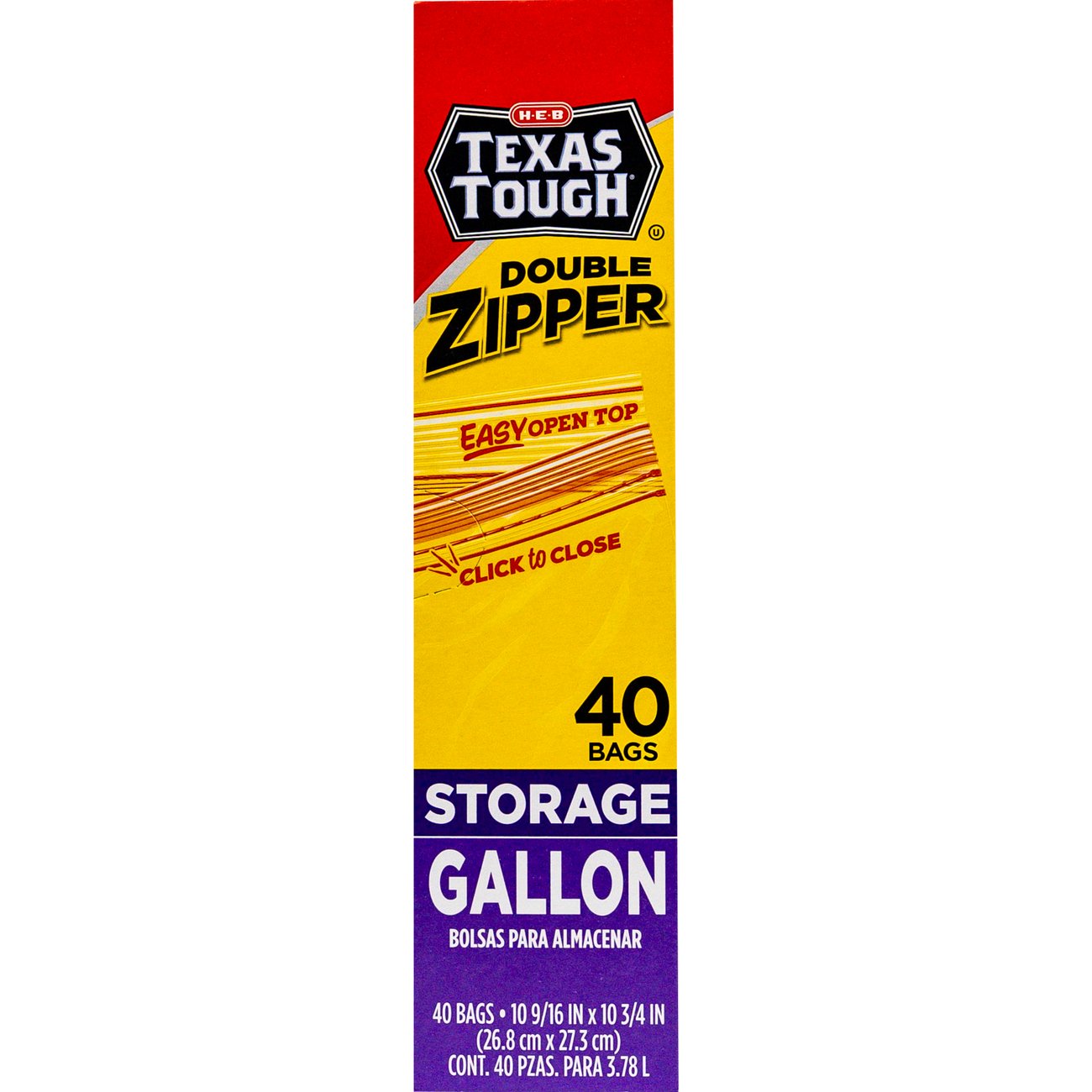 H-E-B Texas Tough Double Zipper Gallon Storage Bags, 40 ct | Joe