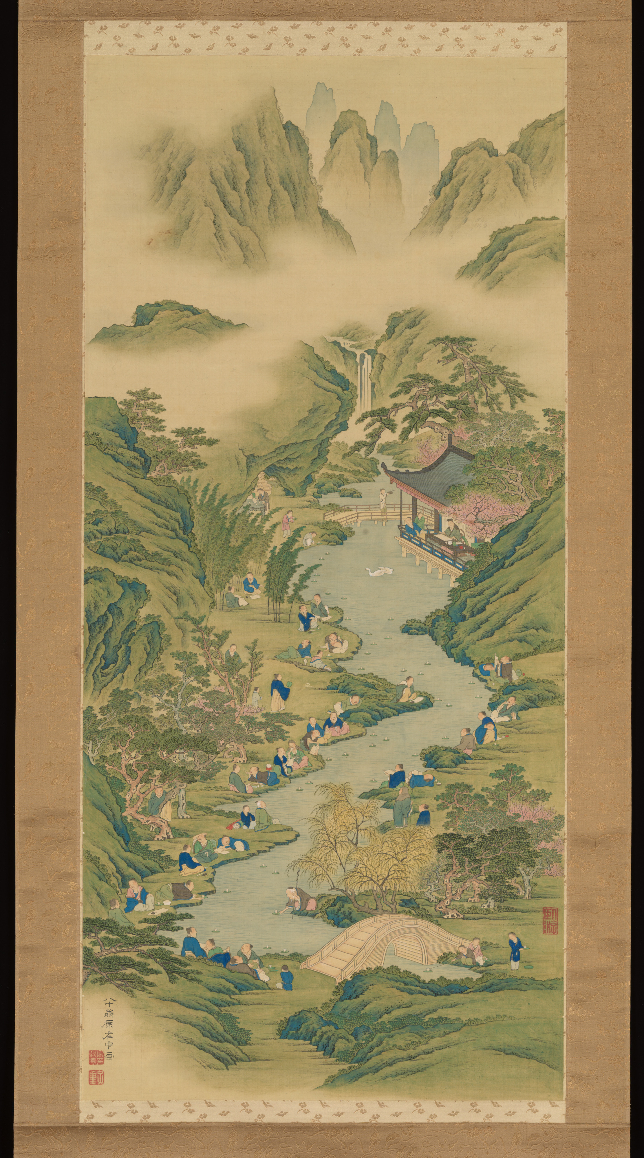 Hara Zaichū - Orchid Pavilion by a Winding Stream - Japan - Edo