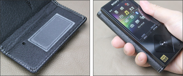 PDAIR レザーケース for ウォークマン A10シリーズ NW-A16/NW-A17 横