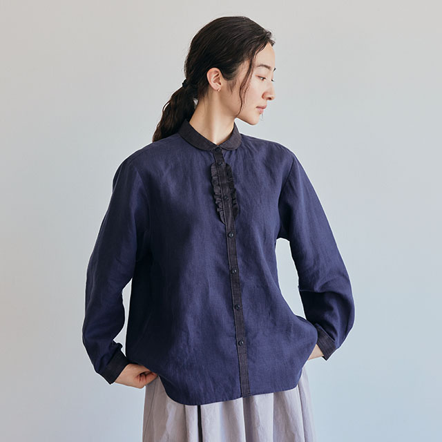 手織り麻を使ったフリルシャツ｜衣料品｜中川政七商店 公式サイト
