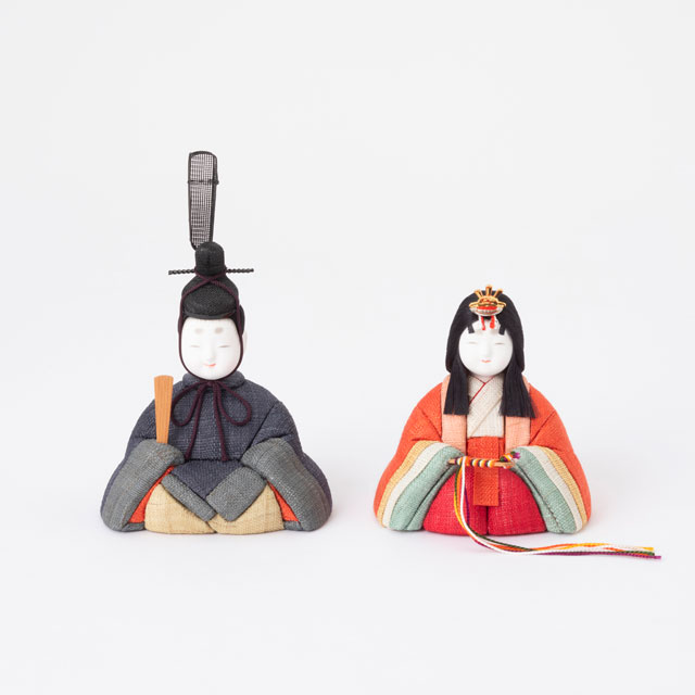 手織り麻の木目込み雛飾り 親王飾り 背景（几帳） ・素木台【順次発送