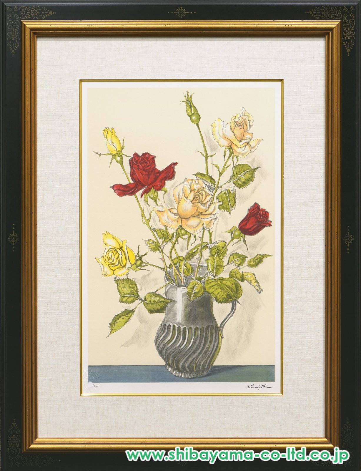 藤田嗣治「花瓶の薔薇」リトグラフ :: 絵画買取・販売 - シバヤマ