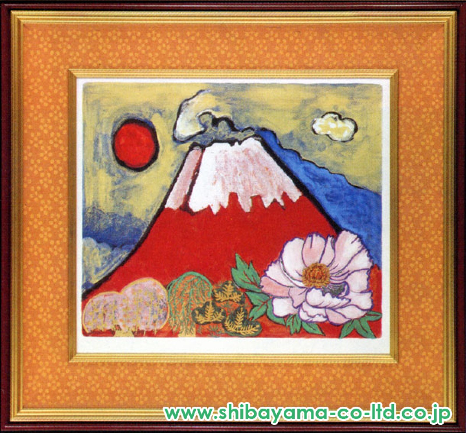 片岡球子「花咲く目出度き赤富士」リトグラフ :: 絵画買取・販売
