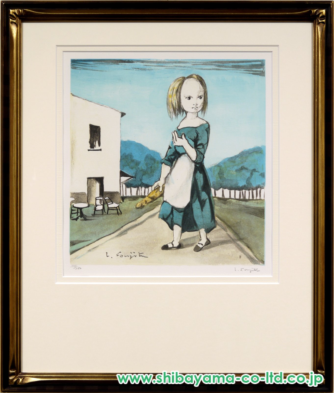 藤田嗣治「パンを持つ少女」リトグラフ :: 絵画買取・販売 - シバヤマ