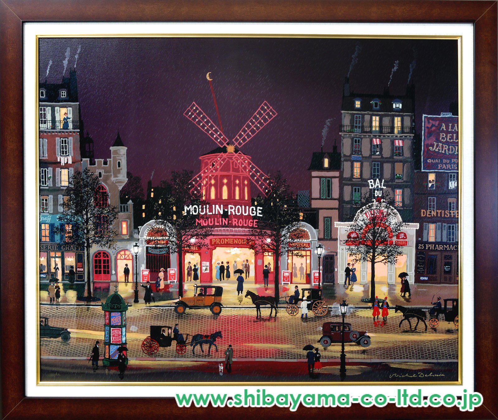 ミッシェル・ドラクロワ「雨のムーランルージュ」キャンバス