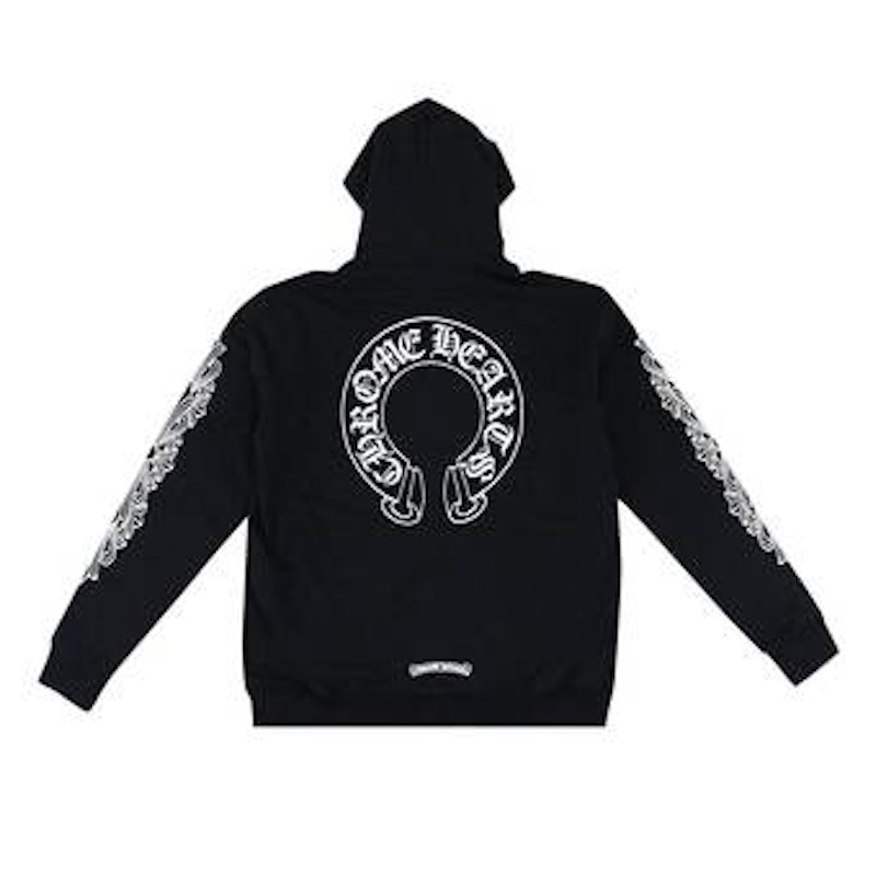 Chrome Hearts Horseshoe Floral Cross Sleeve Zip Up Hoodie Black
