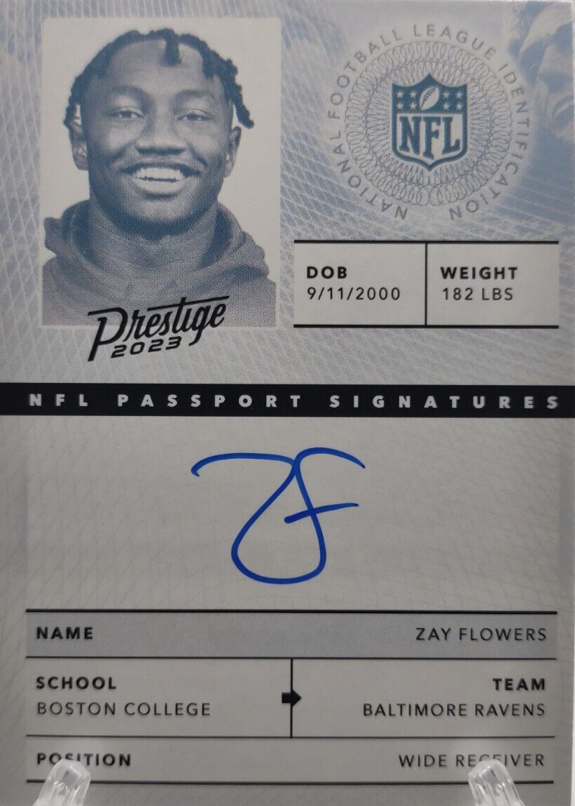 Zay Flowers 2023 Prestige #NPS-ZF NFL Passport Signatures Price