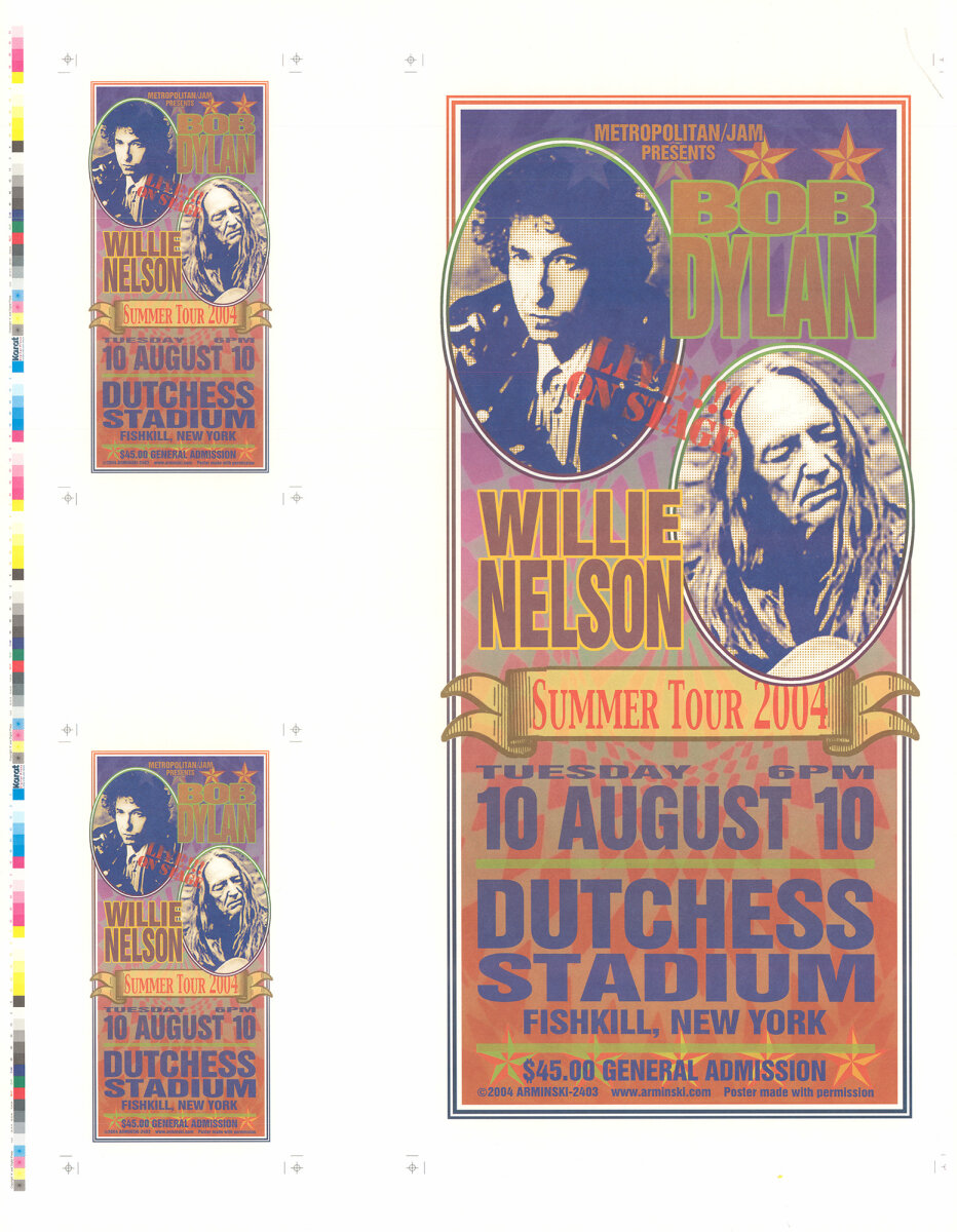Bob Dylan Vintage Concert Proof from Dutchess Stadium, Aug 10