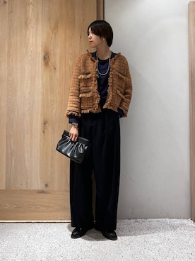 Curensology(カレンソロジー)/ツイーディフリンジニットカーディガンを