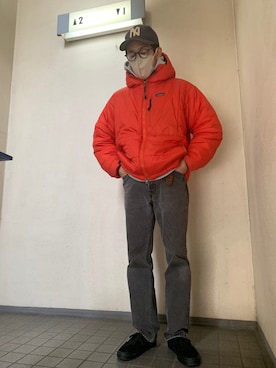 patagoniaのダウンジャケット/コート（レッド系）を使ったメンズ人気