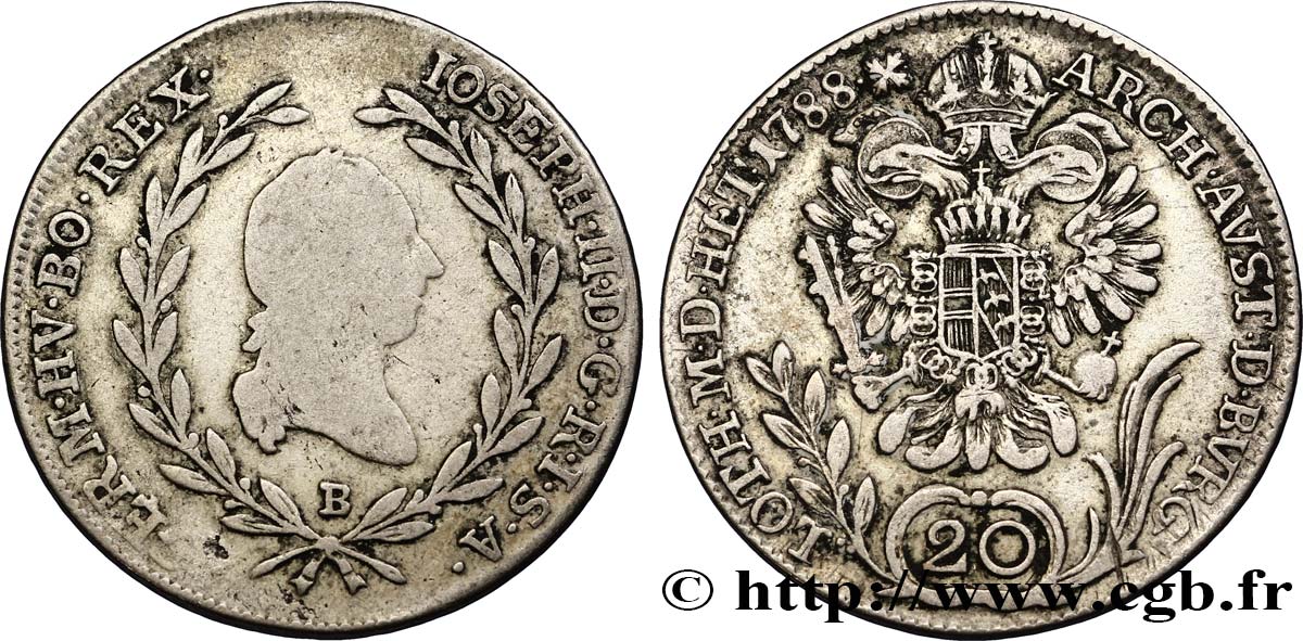 AUSTRIA 20 Kreuzer Joseph II 1788 Kremnitz fwo_358311 World coins