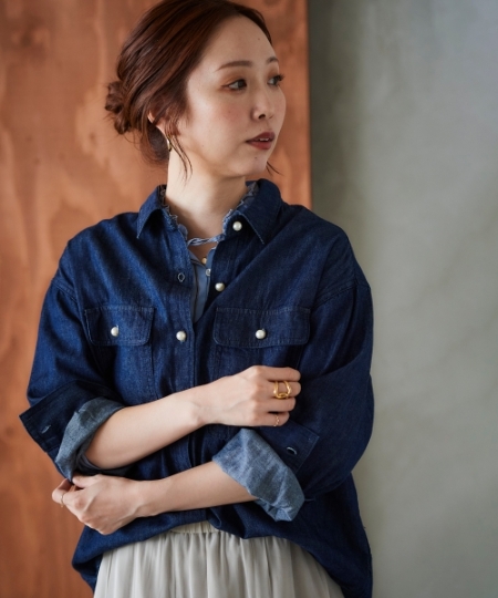 パールボタンデニムシャツ/le.coeur blanc(ルクールブラン)｜ルクール