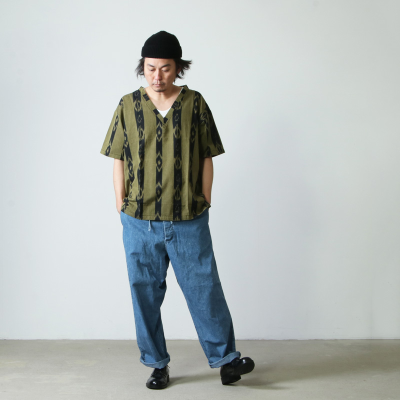 South2 West8 (サウスツーウエストエイト) S/S V Neck Shirt - Ikat