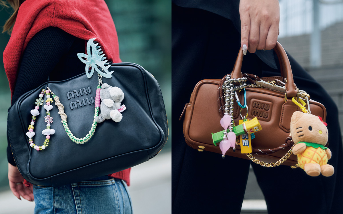 流行【バッグのじゃらづけ最新事情】ミュウミュウのバッグが盛りやすい