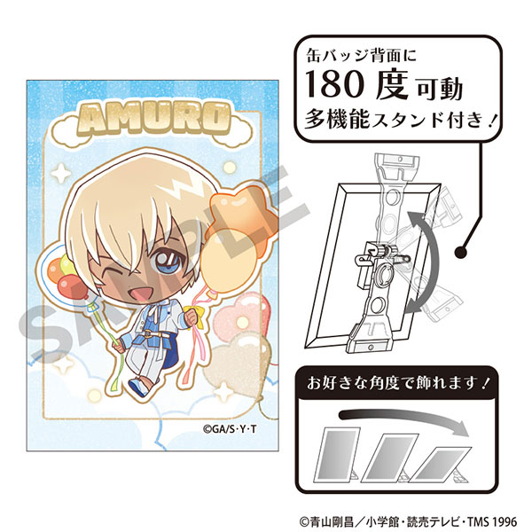 名探偵コナン グリッターアート缶バッジ 安室透 バルーン ミニキャラ