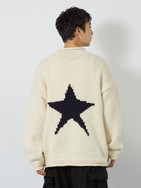 THRIFTY LOOK/スリフティールック】STAR HAND KNIT ROLLCREW /スター柄