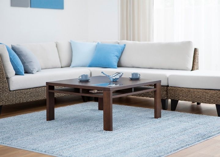 ガラス・ローテーブル 800×800 正方形～収納付き～モダンアジアン