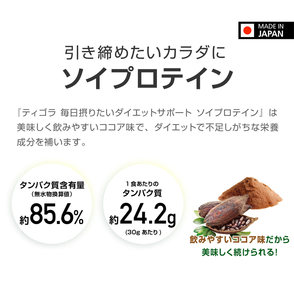 ティゴラ 毎日摂りたい ダイエットサポート ソイプロテイン ココア味