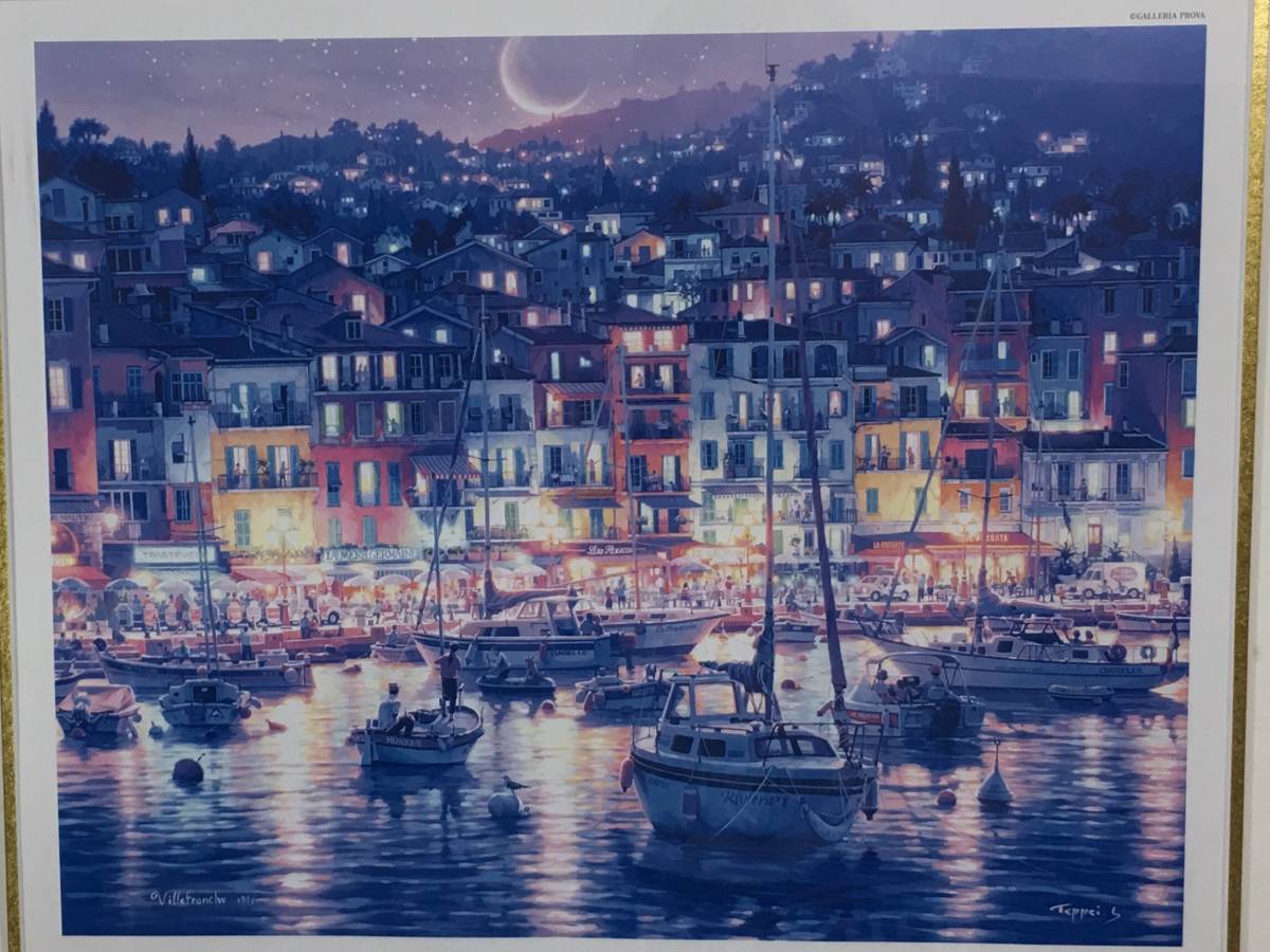 笹倉鉄平 ヴィルフランシュ 中古 大判額装アートポスター 笹倉鉄平