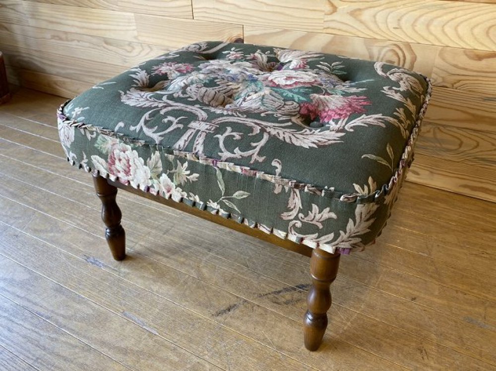 ◎オールドカリモク/スツール/オットマン/コロニアル/チェア/花柄