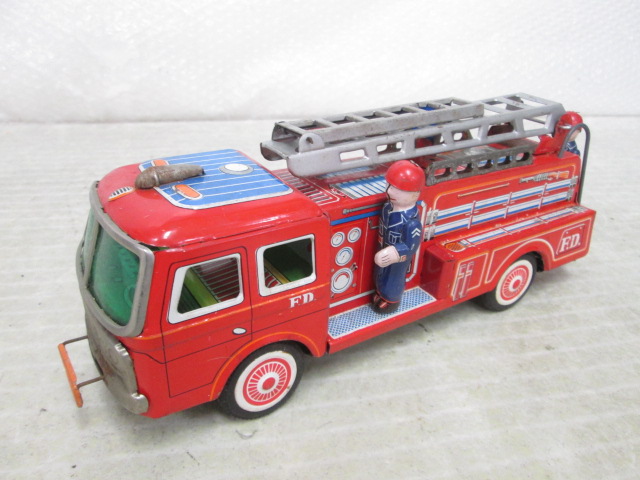 中古】箱無し ジャンク ヨネザワ 米澤玩具 ブリキ 消防車 はしご車の
