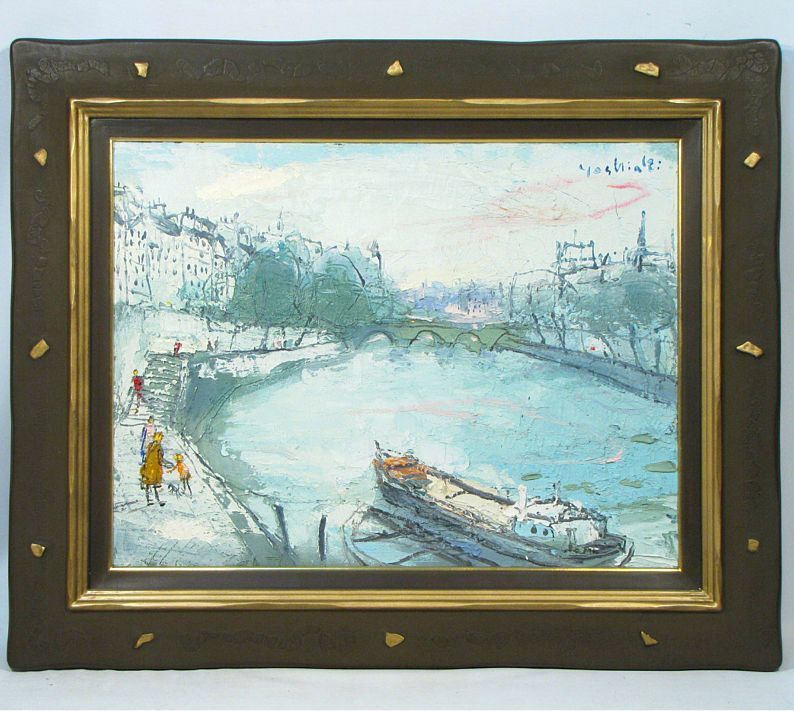 松井ヨシアキ 隅田川と桜 S20 油絵 松井ヨシアキ 隅田川と桜 S20 油絵