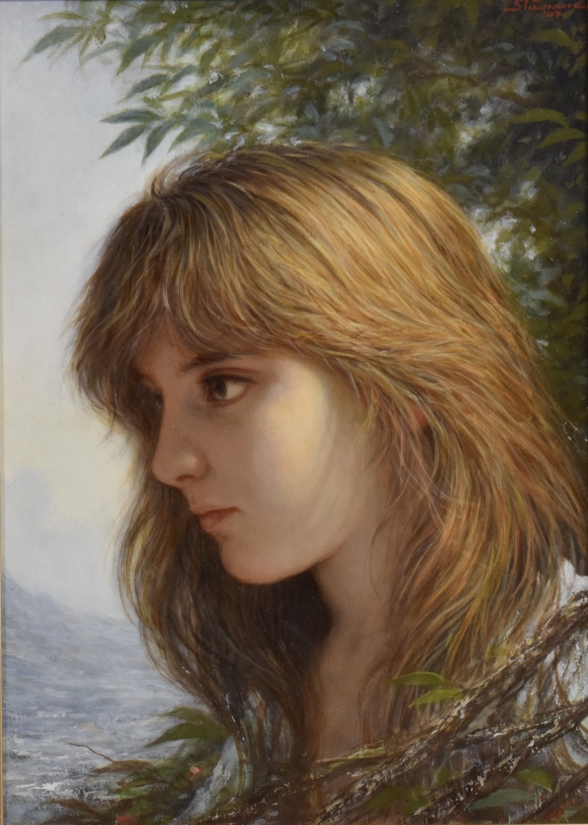 絵画 油彩画 少女 嶋根幸延 「少女裸婦」 絵画 油彩画 少女 嶋根幸延