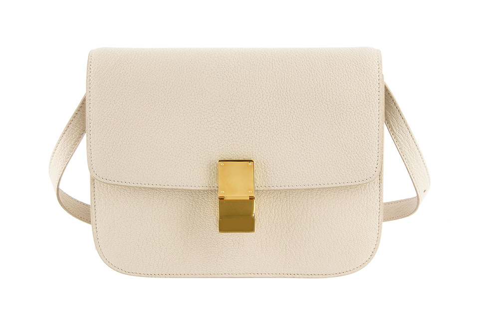 ショルダーバッグ クラシック ミディアム ボックス レザー 白 ホワイト