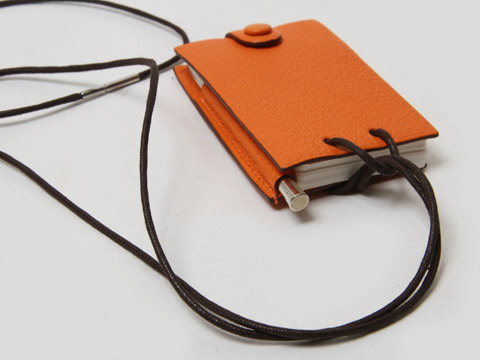 ネックストラップ付きメモ帳 シャーペン付き シェーブル オレンジ