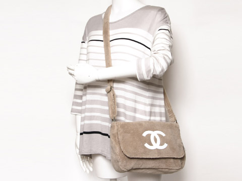 ノベルティ ショルダーバッグ パイル地 ベージュ