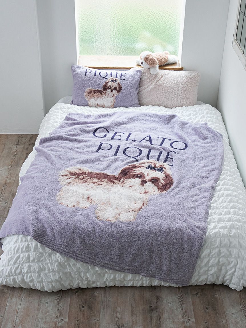 ジェラピケ正規品 シーズー柄毛布 オフホワイト gelato pique