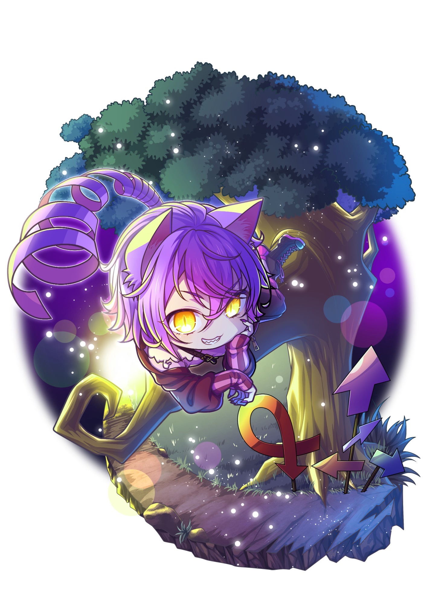 オリジナル 不思議の国のアリス：チェシャ猫のデザインSDイラスト