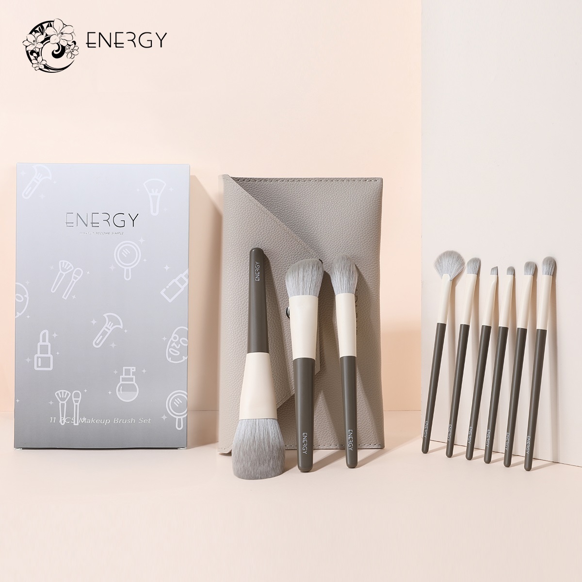 送料無料 ☆ENERGYメークブラシ9本セットー芳華シリーズ 化粧ブラシ