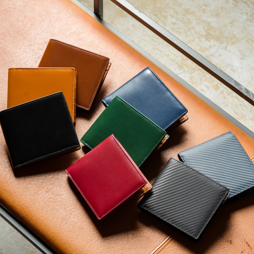 財布 メンズ 二つ折り 本革 薄型 大容量 ポケット レザー カーボン