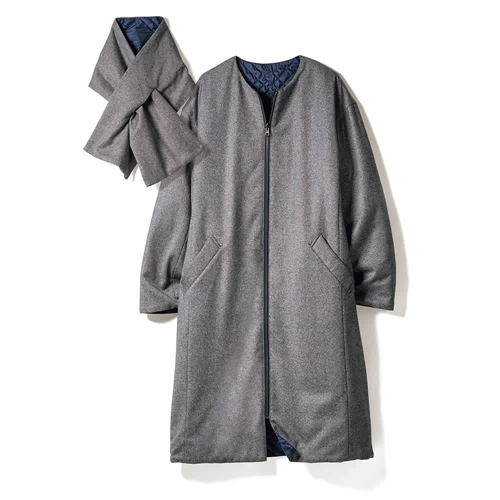 ツイード＆キルトダウン リバーシブル コート 通販 - ディノス