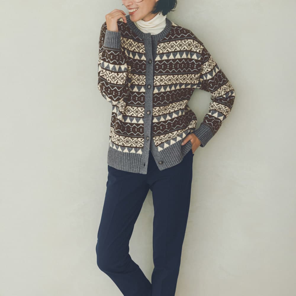 ノルディック柄ジャカード カーディガン 通販 - ディノス