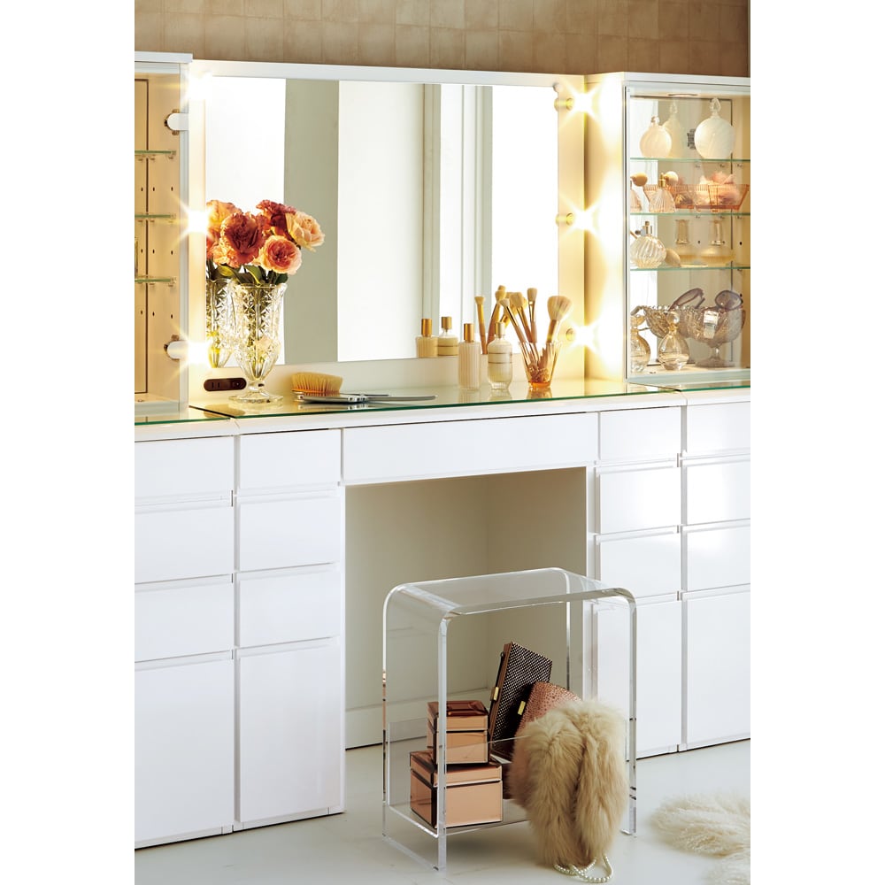 LEDライト付き ドレッサー 幅99cm ホワイト「訳あり・外装不良」 通販