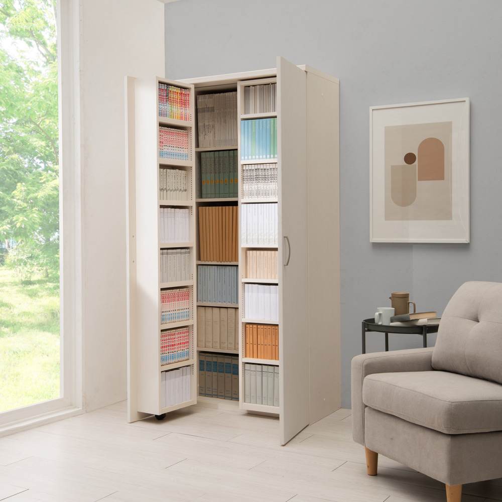 本に迷わずたどり着ける扉付きスライド本棚 幅80cmタイプ 通販 - ディノス